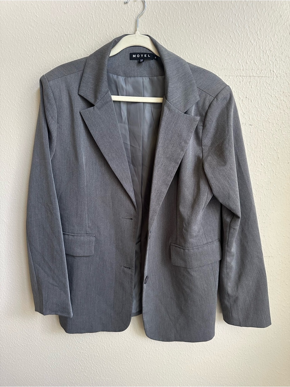 Motel Rocks Gray Blazer - Classic Single-Breasted Suit Jacket